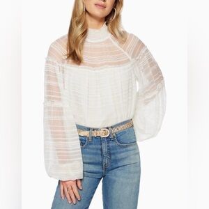 ✨ Ramy Brook Winslow Blouse Size Small Sheer Smocked Romantic ✨